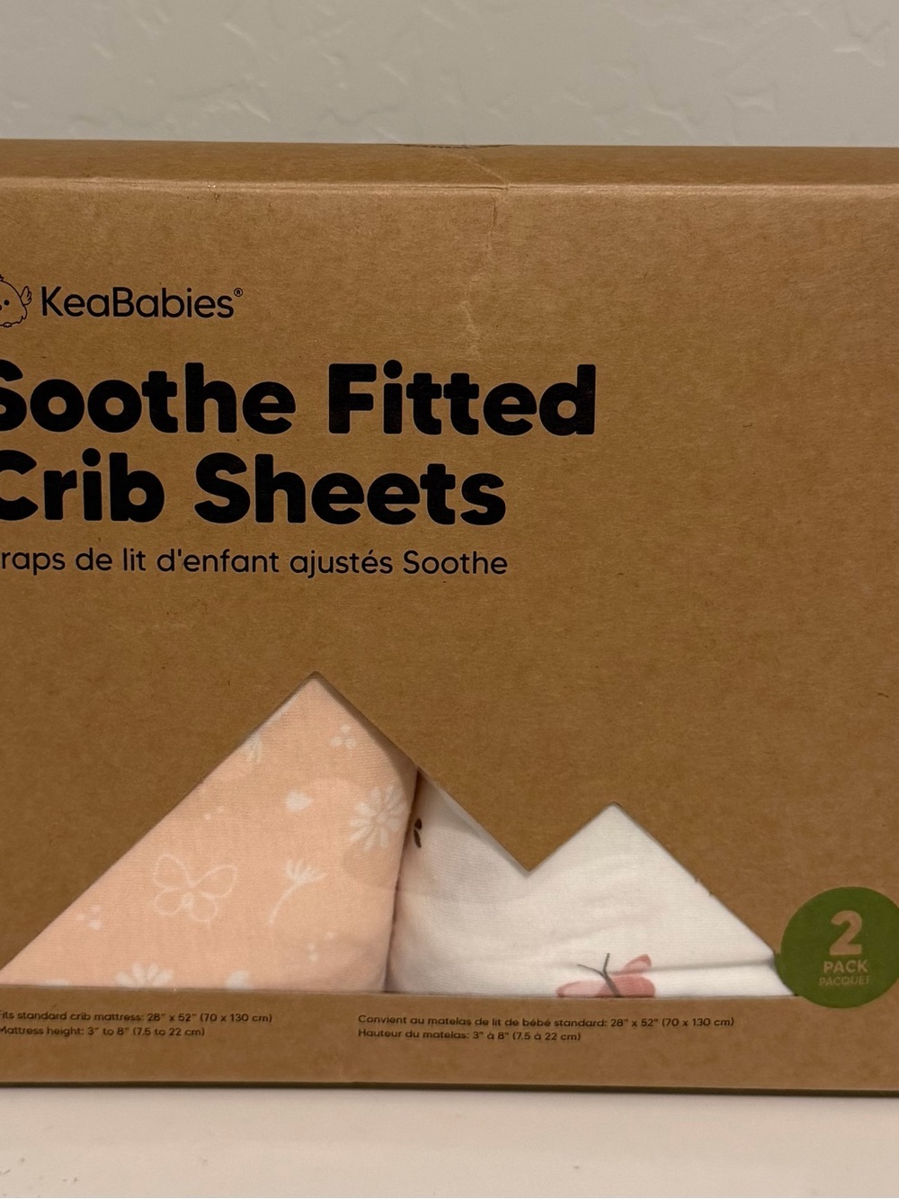 KeaBabies Pink and White Soothe Fitted Crib Sheets - 2 Pack